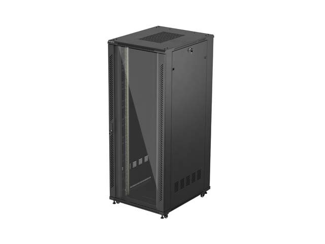 ШКАФ ДЛЯ СТОЙКИ 19" СВОБОДНОСТОЯЩИЙ 42U/800X1000 (ПЛОСКАЯ УПАКОВКА) СО СТЕКЛЯННОЙ ДВЕРЬЮ ЧЕРНЫЙ LANBERG