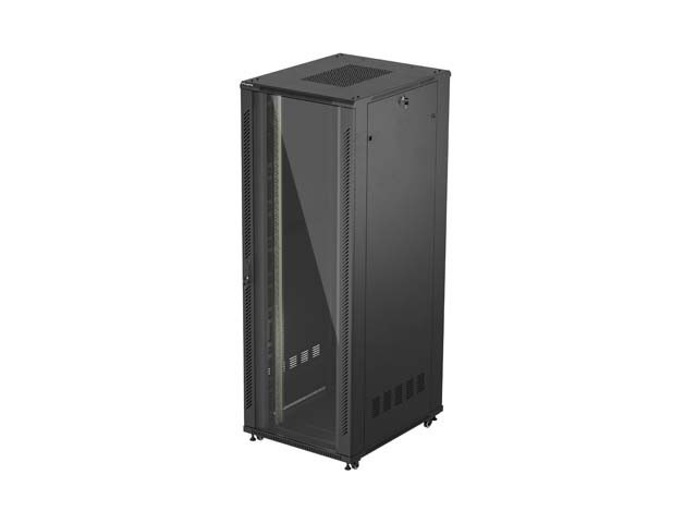 ШКАФ ДЛЯ СТОЙКИ 19" СВОБОДНОСТОЯЩИЙ 47U/800X1000 (ПЛОСКАЯ УПАКОВКА) СО СТЕКЛЯННОЙ ДВЕРЬЮ ЧЕРНЫЙ LANBERG