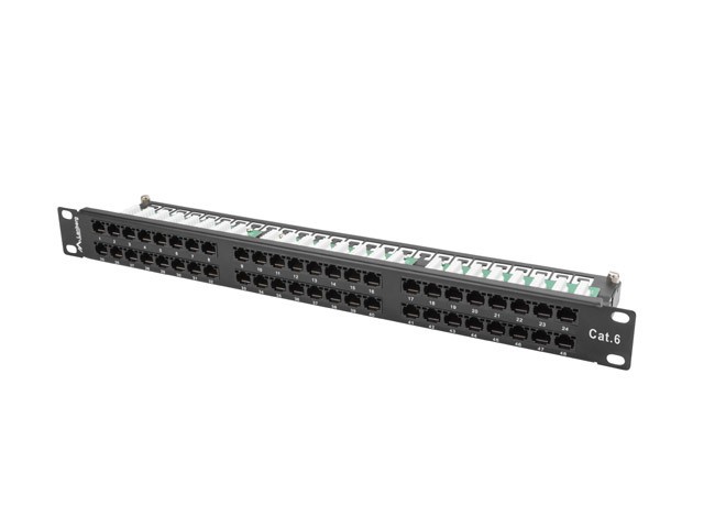 ПАТЧ-ПАНЕЛЬ 48 ПОРТОВ 1U 19" CAT.6 UTP ЧЕРНАЯ LANBERG