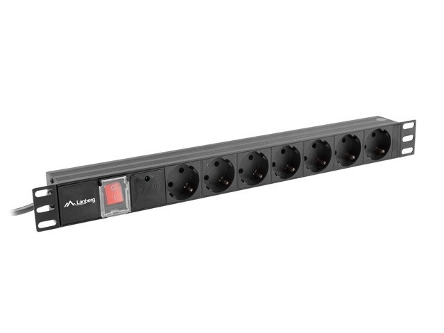 БЛОК РАСПРЕДЕЛЕНИЯ ПИТАНИЯ (PDU) 19" LANBERG 1U 10A 2M 7X РОЗЕТОК SCHUKO ЧЕРНЫЙ C14