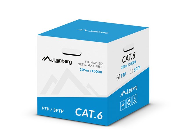 LAN КАБЕЛЬ CAT.6 FTP 305M SOLID CU GREY CPR + FLUKE PASSED LANBERG