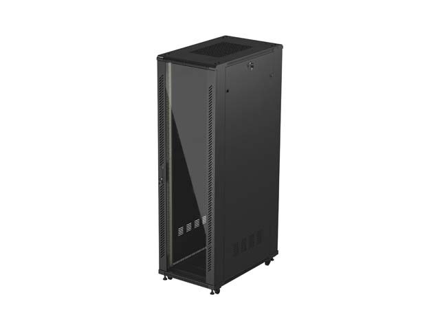 ШКАФ МОНТАЖНЫЙ 19" 42U 600X1000 ЧЕРНЫЙ СТЕКЛЯННАЯ ДВЕРЬ LANBERG (ПЛОСКАЯ УПАКОВКА)