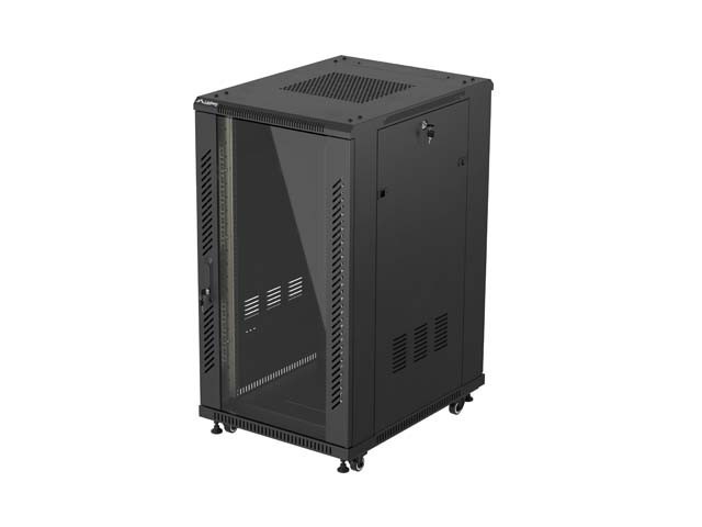 МОНТАЖНЫЙ ШКАФ-СТОЙКА 19" 22U 600X800 ЧЕРНЫЙ СТЕКЛЯННАЯ ДВЕРЬ LANBERG (ПЛОСКАЯ УПАКОВКА)