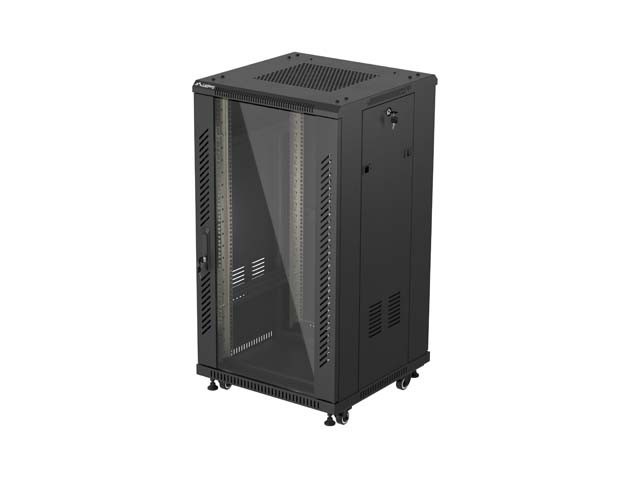 МОНТАЖНЫЙ ШКАФ-СТОЙКА 19" 22U 600X600 ЧЕРНАЯ СТЕКЛЯННАЯ ДВЕРЬ LANBERG (ПЛОСКАЯ УПАКОВКА)