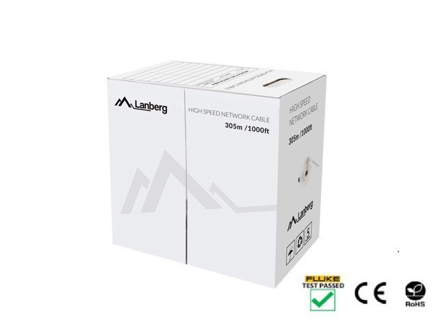LAN КАБЕЛЬ CAT.6 UTP 305M SOLID CU GREY FLUKE PASSED LANBERG