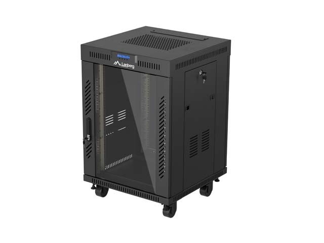 РЭКОВЫЙ ШКАФ 19" ОТДЕЛЬНО СТОЯЩИЙ 15U/600X600 (ПЛОСКАЯ УПАКОВКА) СО СТЕКЛЯННОЙ ДВЕРЦЕЙ LCD ЧЕРНЫЙ LANBERG V2