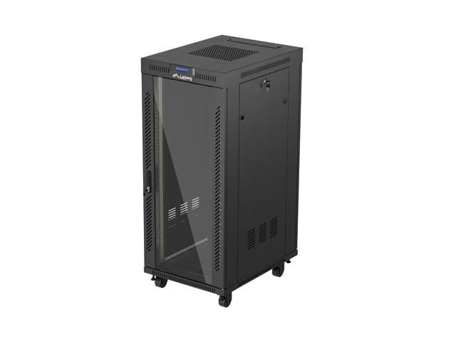РЭКОВЫЙ ШКАФ 19" СВОБОДНОСТОЯЩИЙ 27U/600X800 (ПЛОСКАЯ УПАКОВКА) СО СТЕКЛЯННОЙ ДВЕРЦЕЙ LCD ЧЕРНЫЙ LANBERG V2