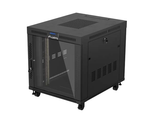 РЭКОВЫЙ ШКАФ 19" СВОБОДНОСТОЯЩИЙ 15U/800X1000 (ПЛОСКАЯ УПАКОВКА) СО СТЕКЛЯННОЙ ДВЕРЬЮ LCD ЧЕРНЫЙ LANBERG V2