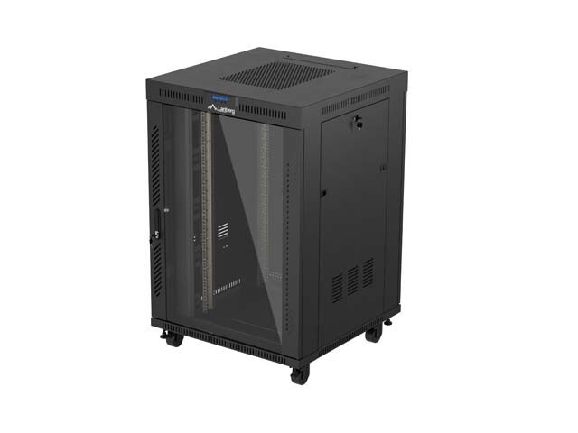РЭКОВЫЙ ШКАФ 19" СВОБОДНОСТОЯЩИЙ 22U/800X800 (ПЛОСКАЯ УПАКОВКА) СО СТЕКЛЯННОЙ ДВЕРЬЮ LCD ЧЕРНЫЙ LANBERG V2