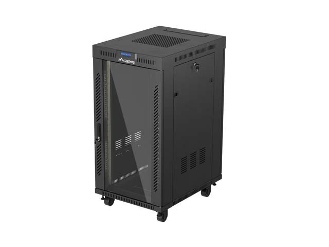 МОНТАЖНАЯ СТОЙКА 19" 22U 600X800 ЧЕРНАЯ СТЕКЛЯННАЯ ДВЕРЬ LANBERG (ПЛОСКАЯ УПАКОВКА) V2