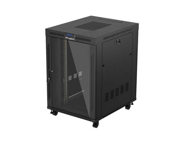 МОНТАЖНЫЙ ШКАФ В СТОЙКУ 19" 22U 800X1000 ЧЕРНЫЙ СТЕКЛЯННАЯ ДВЕРЬ LCD LANBERG (FLAT PACK) V2