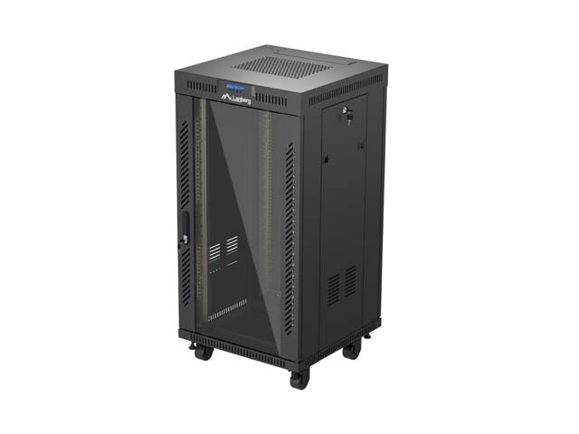 МОНТАЖНАЯ СТОЙКА 19" 22U 600X600 ЧЕРНАЯ СТЕКЛЯННАЯ ДВЕРЬ LANBERG (ПЛОСКАЯ УПАКОВКА) V2