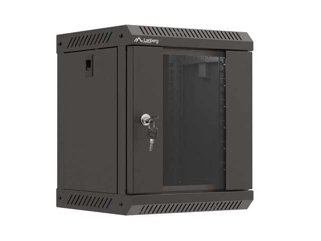 МОНТАЖНАЯ СТОЙКА 10" 6U 300X300 ЧЕРНАЯ СТЕКЛЯННАЯ ДВЕРЬ LANBERG (ПЛОСКАЯ УПАКОВКА)