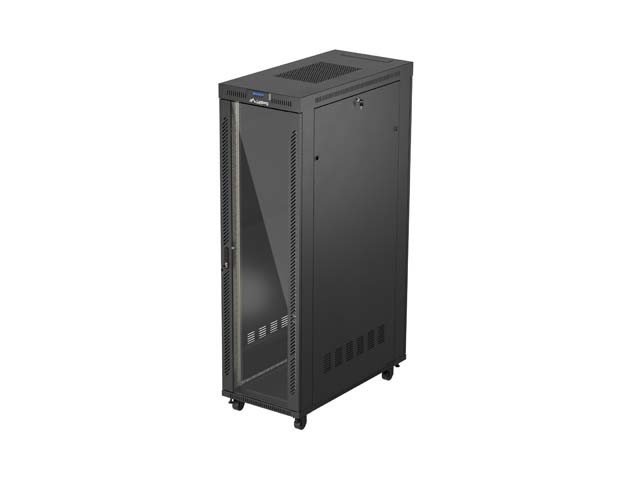 МОНТАЖНАЯ СТОЙКА 19" 42U 600X1200 ЧЕРНАЯ СТЕКЛЯННАЯ ДВЕРЬ LCD LANBERG (FLAT PACK) V2