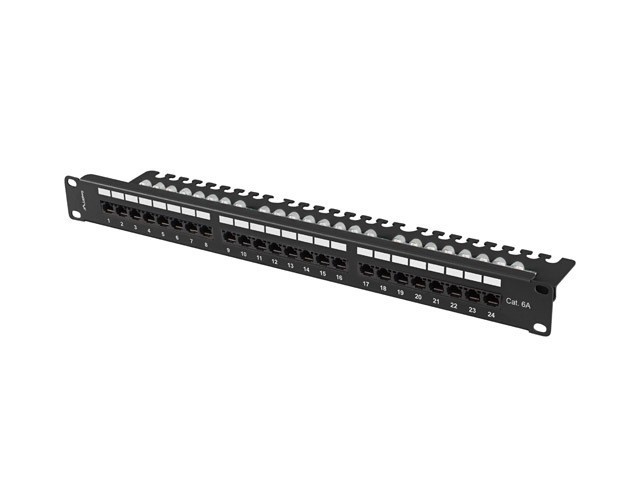 ПАТЧ-ПАНЕЛЬ 24 ПОРТА 1U 19" CAT.6A UTP С КАБЕЛЬНЫМ ОРГАНАЙЗЕРОМ LANBERG BLACK