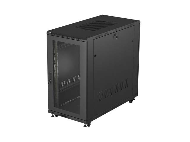 МОНТАЖНЫЙ ШКАФ-СТОЙКА 19" 22U 600X1200 ЧЁРНАЯ ПЕРФОРИРОВАННАЯ ДВЕРЬ LANBERG (ПЛОСКАЯ УПАКОВКА)